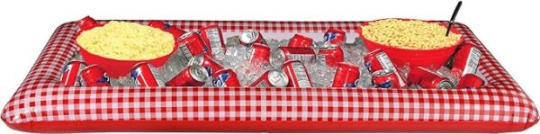 Amscan Party City Inflatable Picnic Party Red Gingham Drink Cooler - Tropical Summer Outdoor Pool Party Decorations & Supplies - Easy to Inflate Blow Up Plastic Beverage Cooler