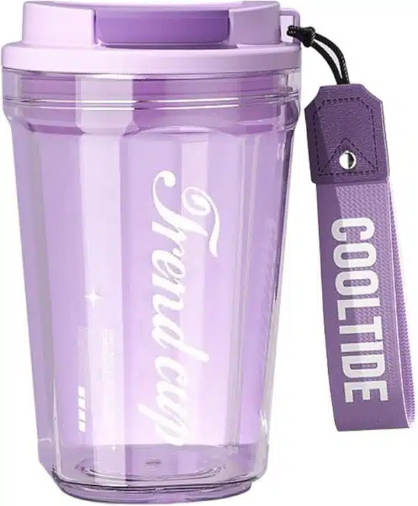 💬 🚫BPA-Free🌎14oz Plastic Mug w/ Leak-Proof Lid ☕️Reusable Coffee/Tea Cup 💦Easy to Clean🚀Travel-Friendly🔝Durable Water Bottle💜71%