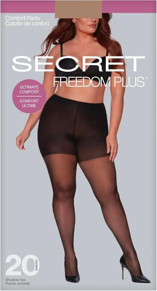 💬 🔥 80% OFF Size 2+ Sheer Comfort Pantyhose! 😍 Embrace your curves with Secret FREEDOM PLUS. Neutral color, Longline Control Top, Shadow Toe. 💃