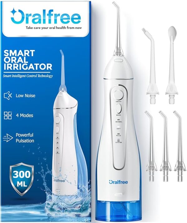 💬 Get that deep clean with 🚿OralFree water flosser! Cordless, 4 modes, 300ML capacity. Perfect for travel🌎 and home🏠. Save 💰67% now!