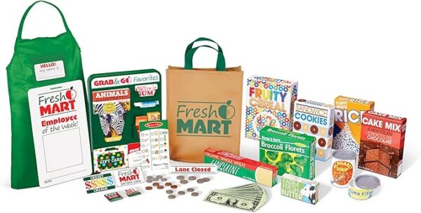 💬 Get your 🛒🛍️ fix with Melissa & Doug's Fresh Mart Grocery Store Play Food & Role Play Companion Set! 🧒🏾👧🏼 Ages 3+ can save 67% off!