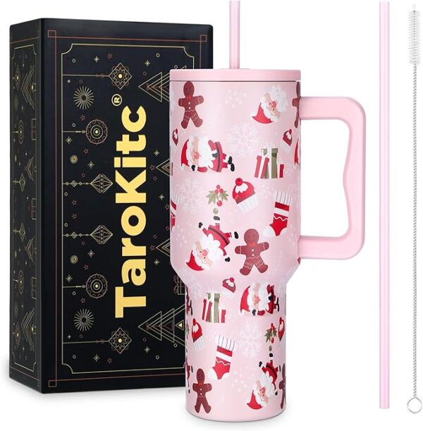 💬 🎁73% Off! 40oz Christmas Tumbler with Handle, 100% Leakproof 🎅🏼🍪 Stainless Steel Travel Mug! Keeps drinks ❄️ for 30 hours! Perfect