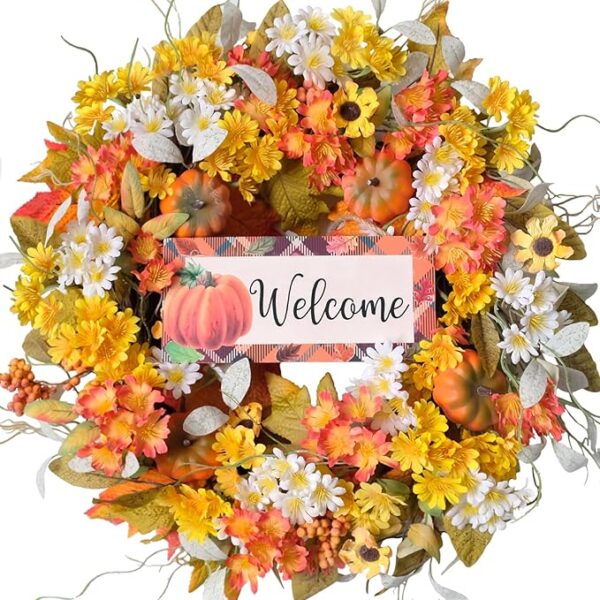 💬 🍂🎃🌻 Get ready for autumn with our idyllic 22 Fall Wreath! Perfect for your front door, porch or home. On sale now for -72% off! 🏠