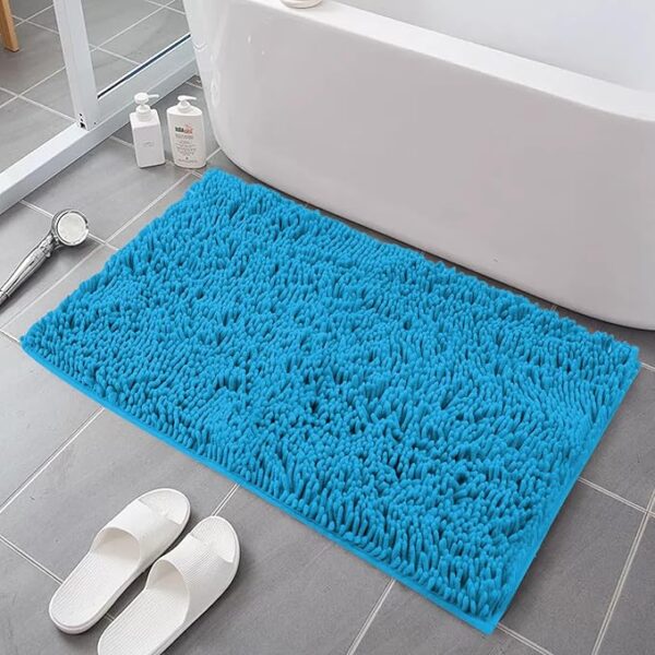 💬 💰75% off GWT Chenille Bath Mat! 🛁 Luxuriously soft & absorbent, non-slip, 30x20💦 Available in Lake Blue 😍