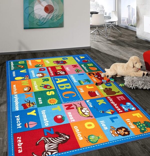 💬 🎓🔡🧸Educational Alphabet Rug for Kids! Non-slip, multi-colored area rug 3'3 x 4'7. Save 69% on this fun learning tool!👀